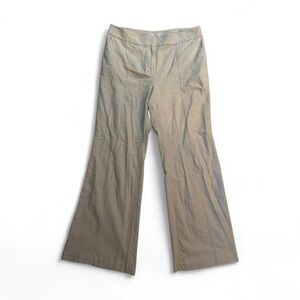 LOFT Cream High Waisted Straight Leg Trouser Pants, Linen Blend, Women’s 14